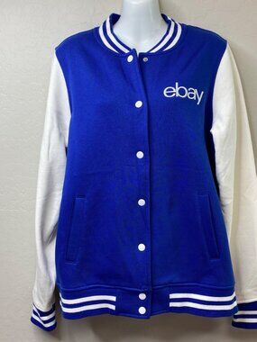 Sport-Tek Ladies Blue White Varsity Jacket Ebay Logo eBayana Size Medium